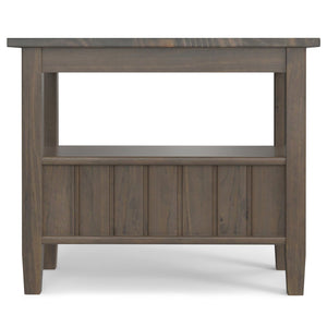 English Elm Lev Narrow End Table Smoky Brown - Handcrafted Solid Wood, Drawer & Open Shelf, Transitional Style B136P158814