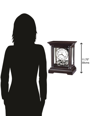 Hekman Furniture 635198 Cassidy Mantel Clock - Elegant Black Coffee Finish With Westminster Chime & Glass Panels Black Coffee Cassidy Mantel Clock 635198