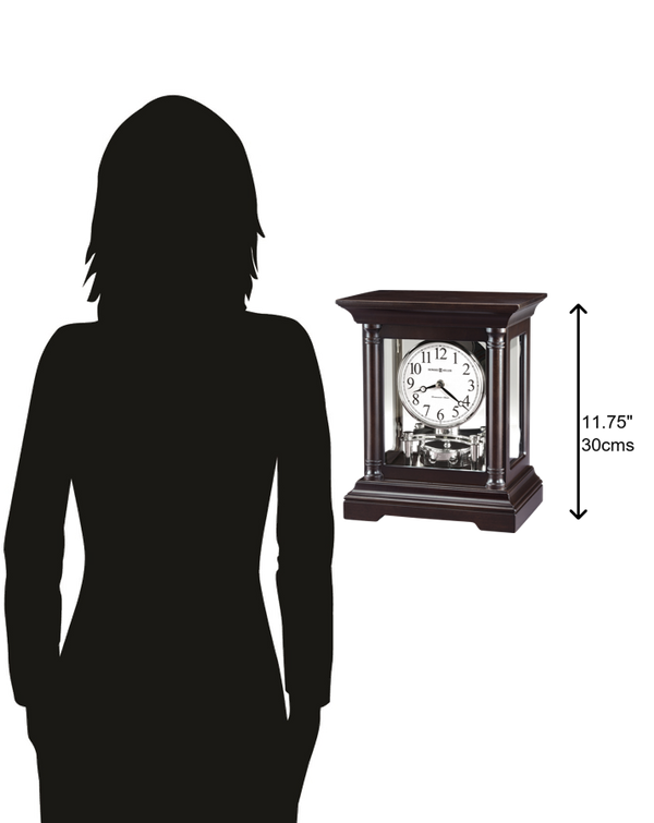 Hekman Furniture 635198 Cassidy Mantel Clock - Elegant Black Coffee Finish With Westminster Chime & Glass Panels Black Coffee Cassidy Mantel Clock 635198