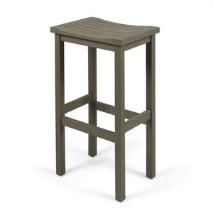 English Elm Christopher Knight Home® - CARIBBEAN Acacia Wood 30" Outdoor Barstool Set of 2 — Weather-Resistant Saddle Seats, Slat Design Grey 61426.00GRY