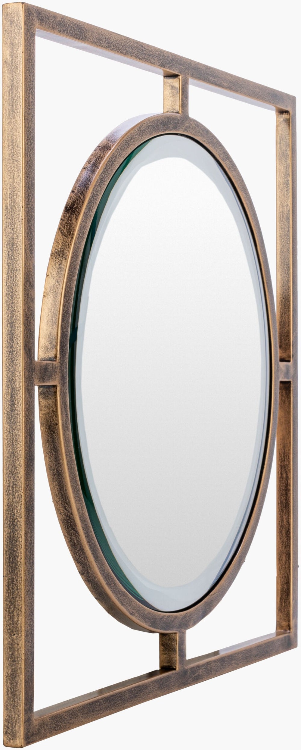 Surya Frances Hand-painted 18" Metal Mirror - Unique Modern Decor For Walls, Versatile Orientation & Style Frame, Gold Iron Fcs001-set