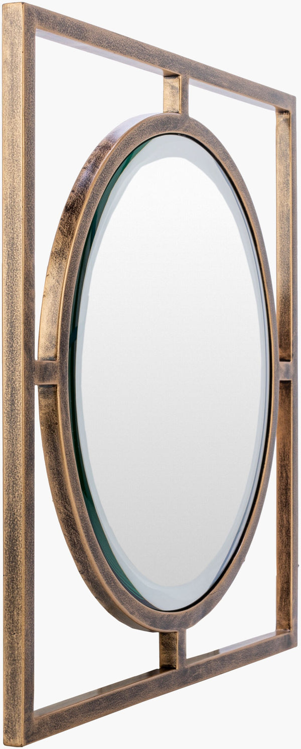 Surya Frances Hand-painted 18" Metal Mirror - Unique Modern Decor For Walls, Versatile Orientation & Style Frame, Gold Iron Fcs001-set