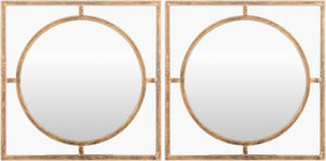 Surya Frances Hand-painted 18" Metal Mirror - Unique Modern Decor For Walls, Versatile Orientation & Style Frame, Gold Iron Fcs001-set