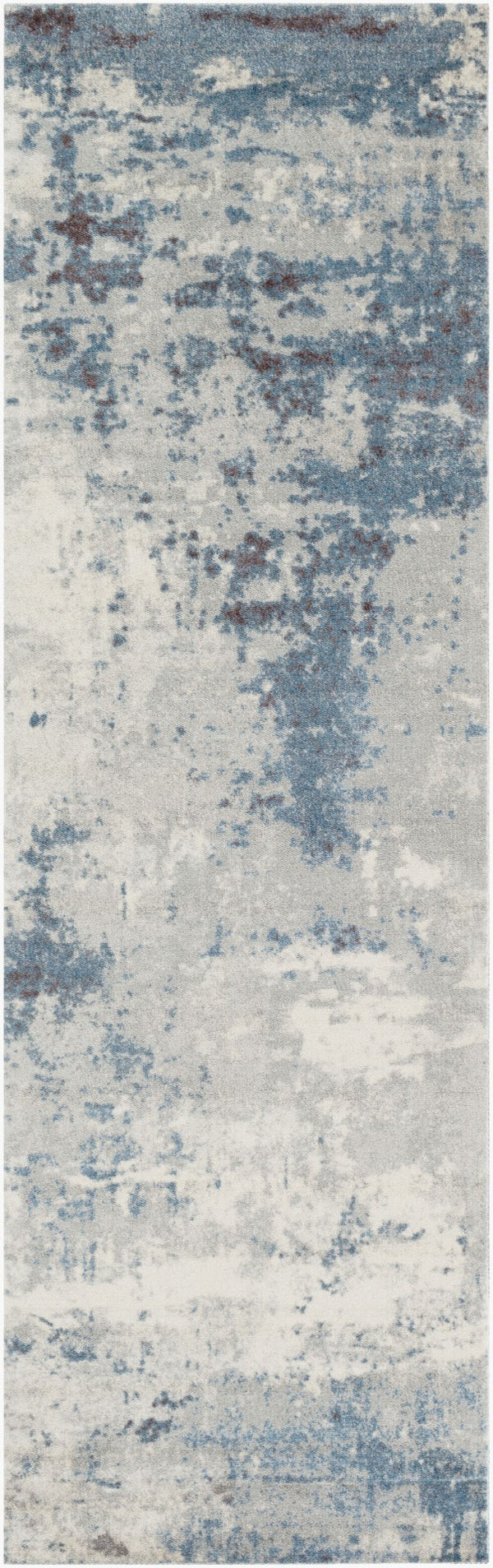 Livabliss Felicity Machine Woven Polyester Runner Mid-century Modern Hallway Entryway Area Rug Blue, Black 2'6" x 8' FCT8010-268