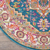 Nourison Passion PSN20 Machine Made Power-loomed Floral Border Indoor Only Bohemian  Rug Teal Multicolor, Teal Multicolor 100% Polypropylene 99446762238