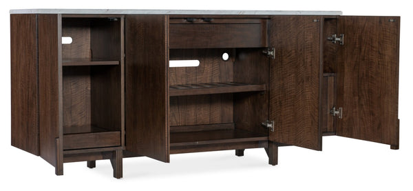 Hooker Furniture Diplomat Walnut Credenza With Volakas Marble Top, Wine Rack Option, File Drawer & Gold Accents 6082-10464-89