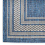 Nourison Horizon Indoor/Outdoor HOZ03 Machine Made Power-loomed Solid Border Indoor/Outdoor Modern Outdoor Rug Denim, Denim 88% Polypropylene,12% Polyester 841491128671