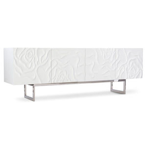 Bernhardt Bernhardt Penrose Credenza With Floral Plaster Fronts, Polished Stainless Base, Soft-Close Storage (96) 301870