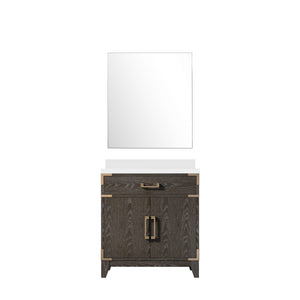 English Elm Brown Oak Single Bath Vanity With White Quartz Countertop & 28" Mirror – Elegant Storage Solution B2731S01454