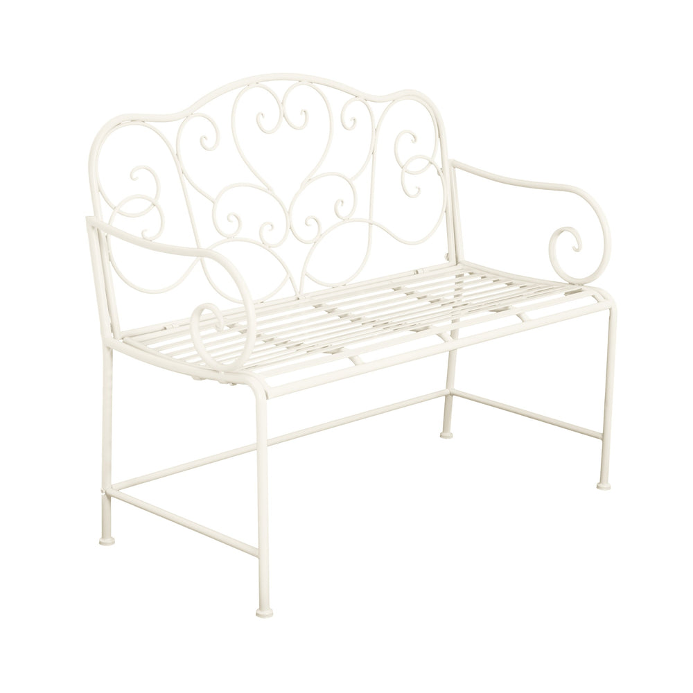 English Elm Christopher Knight Home® - Sunnydaze Iron Garden Bench with 41" Spacious Seating for Two, Timeless Elegant Outdoor Seating Design Matte White N775P206861W