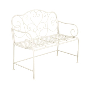 English Elm Christopher Knight Home® - Sunnydaze Iron Garden Bench with 41" Spacious Seating for Two, Timeless Elegant Outdoor Seating Design Matte White N775P206861W