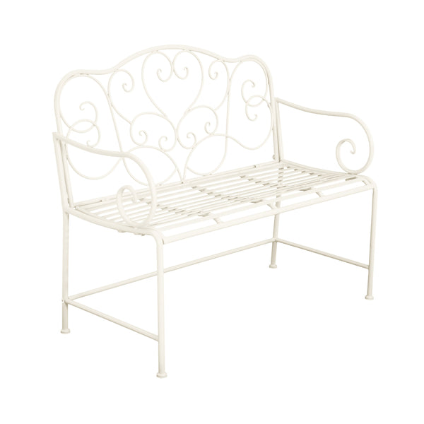 English Elm Christopher Knight Home® - Sunnydaze Iron Garden Bench with 41" Spacious Seating for Two, Timeless Elegant Outdoor Seating Design Matte White N775P206861W