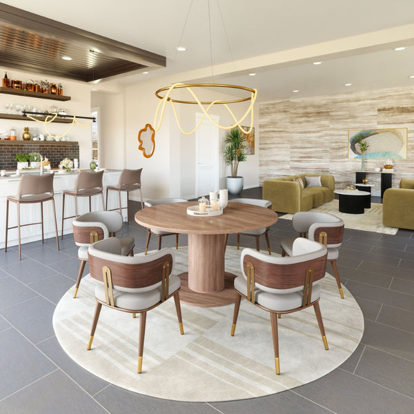 Brew Contemporary Fabric Chair with Steel Frame and Faux Wood Laminate for Elegant Dining Spaces