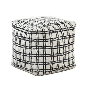 English Elm Modern Square Pouf – Versatile Black & White Jacquard Ottoman, Non-Slip Floor Seat For Any Room B011P251658
