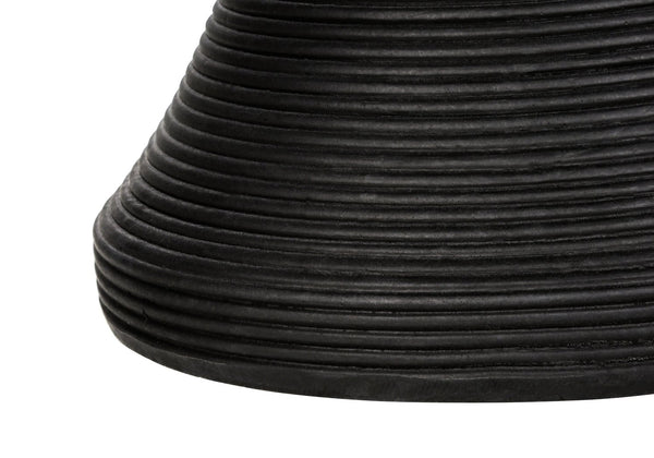 English Elm Accent Round Table Ribbed Sculptural Matte Black Magnesium Oxide Indoor Outdoor Use B2710P461674