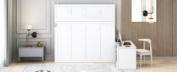 English Elm Queen Murphy Bed With Desk & Storage Shelves - Versatile, Space-Saving Solution For Modern Homes N820S10034K-GIGA