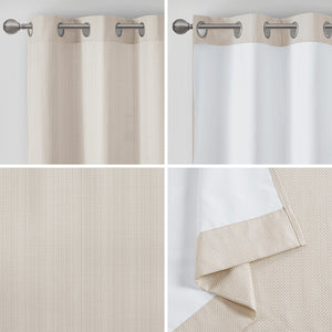 JLA Home Madison Park - Basketweave Room-Darkening Curtain Panel Pair with Thermal Foam Backing, Grommets, OEKO-TEX Safe Ivory MP40-7922