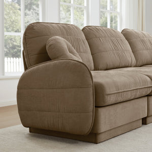 English Elm Chenille Cloud Loveseat with Quilted Back Cushions Deep Foam Seat Modern Living Room Sofa Light Coffee W714S01756