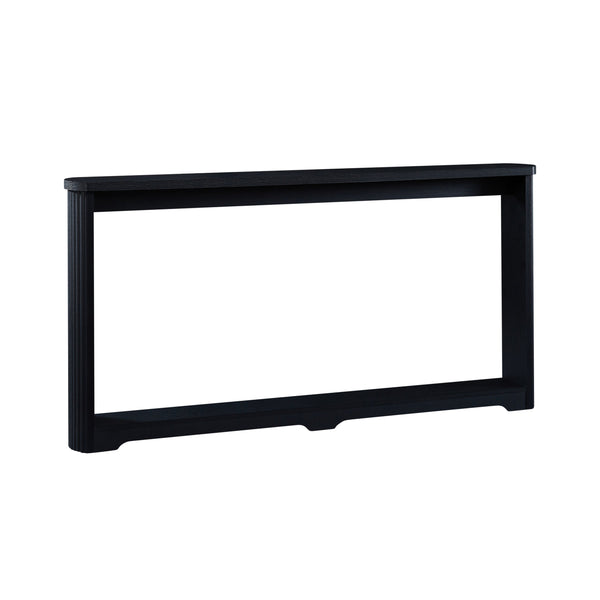 English Elm 70.1"corrugated textured storage table for entryway or behind sofa, waterproof 1.18" top, durable design Black W1162P339114