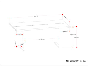 English Elm Fieldcrest Solid Acacia Dining Table with Live Edge Top and Black U-Shaped Iron Legs, 72" Natural B136P203502
