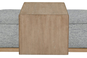 English Elm Ottoman Multifunctional Tray Table - Gray Upholstered With Removable Oak Tray For Stylish Living Spaces B2699P298406