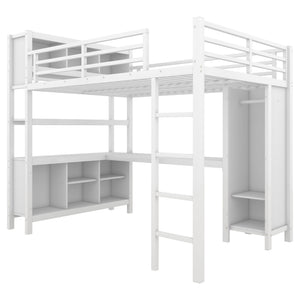 English Elm Metal Loft Bed With L-Shaped Desk & Ample Storage - Full-Size Heavy Duty Bed For Kids & Teens W1580S00067