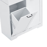 English Elm Bathroom Storage Cabinet With Doors and Drawers, Tilt-Out Laundry Hamper, Multiple Storage Space, Freestanding Style, Open Shelve, Adjustable Shelf, White (Old Sku:Wf530560Aak)