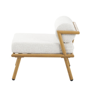 English Elm Christopher Knight Home® - La Fiora Teak-Finish Iron Club Chair Set of 2 with Off-White Outdoor Cushions, Weather-Resistant Luxe Seating N775P247389T
