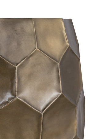 English Elm Modern Round Hand-Hammered Aluminum Coffee & End Table Set — Hexagonal Patterned Artisanal Design Gold B009S01529