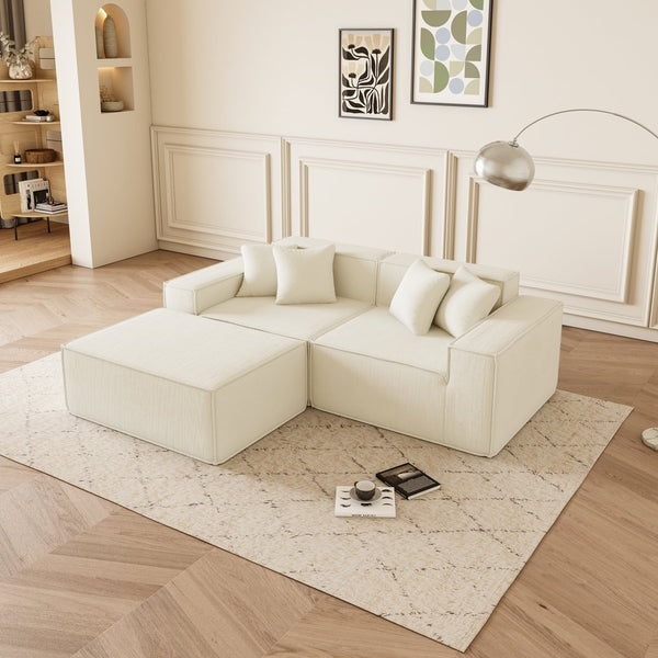 English Elm Modular L-Shaped Sectional Sofa - Reversible Chaise, Soft Corduroy Fabric, Space-Saving Comfort W1765S00107