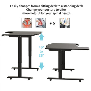 English Elm L-shaped Electric Standing Desk with Memory Presets and Cable Management for Home Office Black W614P431982