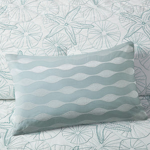 JLA Home Harbor House Blue - Oblong Maya Bay Seafoam Blue Embroidered Decorative Pillow, 100% Cotton, OEKO‑TEX, Coastal Accent HH30-1230A