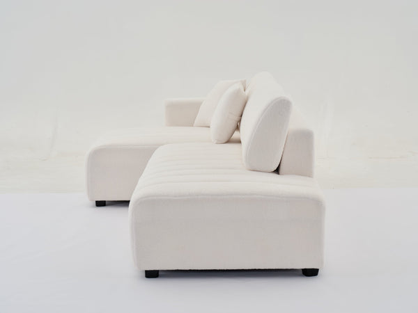 English Elm Jessica Lamb Wool Left Facing Sectional Sofa With Chaise - Plush Comfort & Timeless Style For Any Room B102S00070