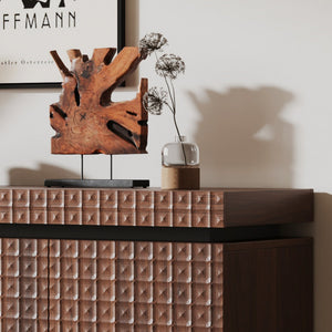 English Elm Sideboard Modern 4-Door Buffet Cabinet with Spacious Top and Enclosed Storage, Durable 66" Long Finish Antique brown W2263P353791