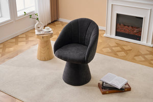 English Elm 068-chenille Swivel Accent Armchair Sculptural Curved Back Upholstered Living Room Seat Gray W527P438695