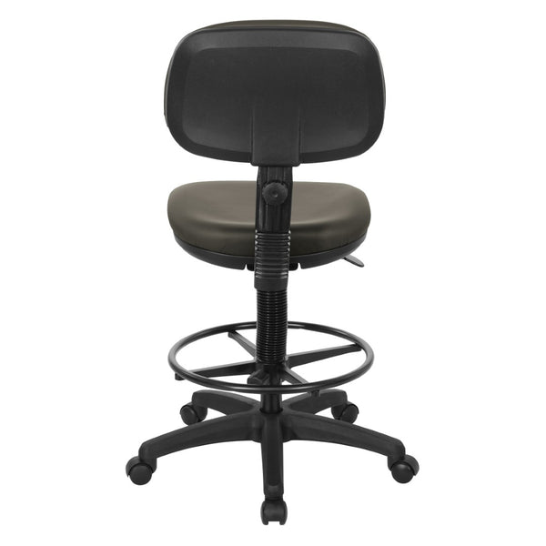 OSP Home Furnishings Sculptured Ergonomic Drafting Chair with Vinyl Upholstery for Studio and Lab Workspaces Dillon Graphite DC517V-R111
