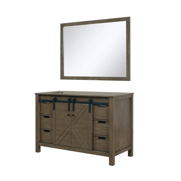 English Elm Rustic Brown Bath Vanity Set With 48" Cabinet & 44" Mirror - Farmhouse Charm & Ample Storage! B2731S00529-GIGA