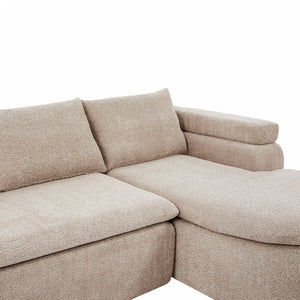 English Elm 106" L-shaped Sectional Sofa Modular Chaise Lounge Neutral Fabric Living Room Almond N771P396321V_N771P396322V