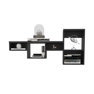 English Elm WALLSHE 7-Tier 47" Wide Modular Cube Wall Shelf with 100 lb Capacity — Stylish Space-Saving Storage Black 36.61 L x 11.02 W x 4.33 H B070P242497