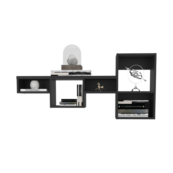English Elm WALLSHE 7-Tier 47" Wide Modular Cube Wall Shelf with 100 lb Capacity — Stylish Space-Saving Storage Black 36.61 L x 11.02 W x 4.33 H B070P242497