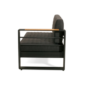 English Elm Christopher Knight Home® - Giovanna V Shaped Sofas - Black Aluminum Outdoor Conversation Set with Water-Repellent Cushions, Slat Design, Coffee Table Included GIOVANNA-4PCS