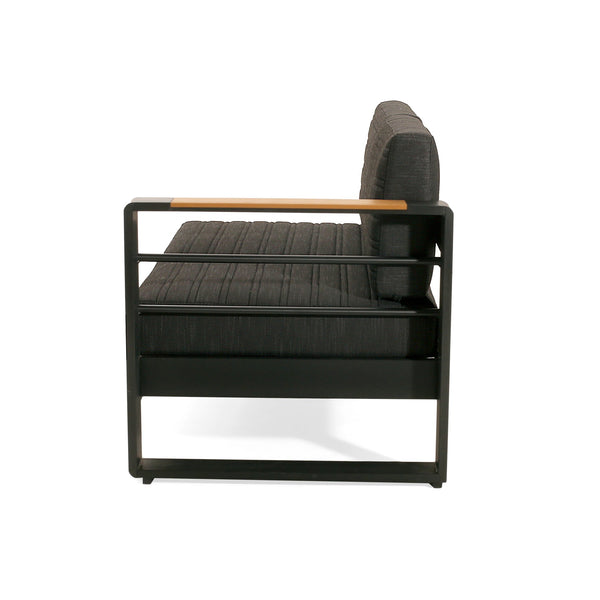 English Elm Christopher Knight Home® - Giovanna V Shaped Sofas - Black Aluminum Outdoor Conversation Set with Water-Repellent Cushions, Slat Design, Coffee Table Included GIOVANNA-4PCS