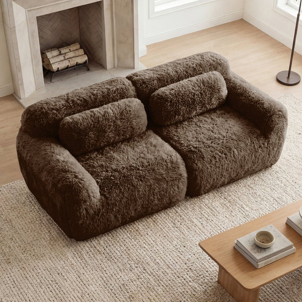 English Elm 2-seater Modular Cloud Sofa Plush Fluffy Sectional with Pillows for Living Room W714P380147
