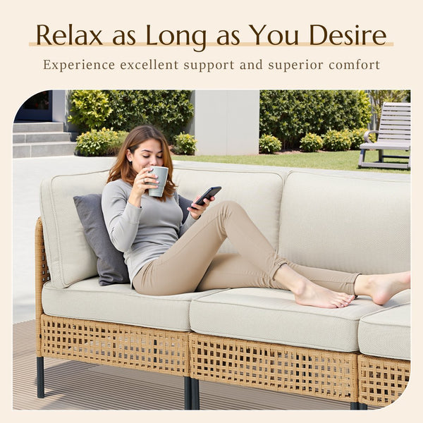 English Elm Outdoor Wicker Swivel Glider Chair Set Patio Rocker with Plush T Back Cushions T3773P419996