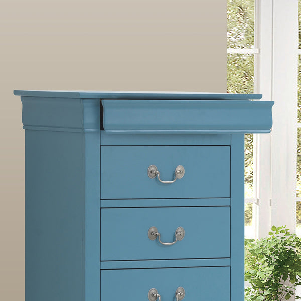 English Elm Timeless Teal 51"H Lingerie Storage Chest - Compact 4-Drawer Teal Particleboard, Smooth Glide, Durable Classic Style B078108230