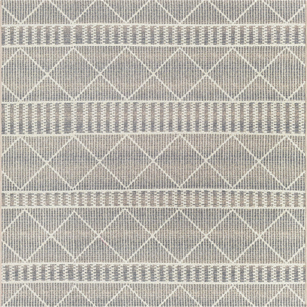 Unique Loom Outdoor Trellis Dalyan Machine Made Striped Rug Gray, Ivory/Beige 5' 4" x 6' 1"