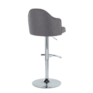 English Elm Ahoy Adjustable Barstool Set Of 2 - Modern Swivel Chrome Base With Grey Fabric For Home Bars & Kitchens B202S00735