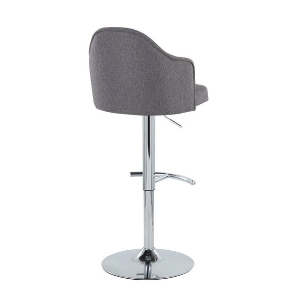 English Elm Ahoy Adjustable Barstool Set Of 2 - Modern Swivel Chrome Base With Grey Fabric For Home Bars & Kitchens B202S00735