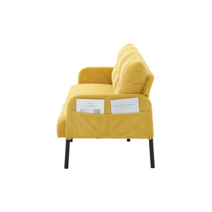 English Elm United We Win Corduroy Loveseat Plush Ergonomic Sofa with Spring Support Metal Legs Mustard Yellow W1568P410047