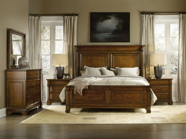 Hooker Furniture Tynecastle California King Panel Bed With Distressed Chestnut Alder Veneers And Aged Copper Hardware 90.75 L x 86.50W x 68.00H 5323-90266